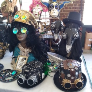Steampunk collection hats and masks Charleston City Market South Carolina