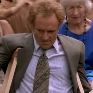 Eric Gordon in crutches final scene Billy Madison 1995 film Adam Sandler Bradley Whitford